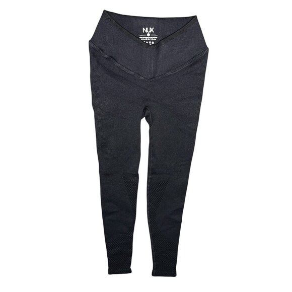 Nux Black Seamless Ribbed Low Rise Athletic Leggings Sz Small Black - Picture 1 of 10